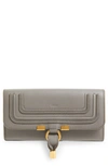 Chloé Marcie Long Wallet In Grained Leather In 053 Cashmere Grey