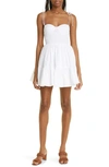 Staud Landry Open-back Smocked Tiered Cotton-poplin Mini Dress In White