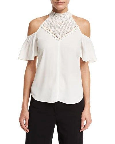 A.l.c Rora Cold-shoulder Chiffon Top, White/gold, White