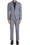 Jack Victor Dean Soft Constructed Plaid Stretch Wool Suit In Grey