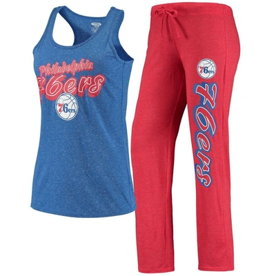 Concepts Sport Women's  Red, Royal Philadelphia 76ers Racerback Tank Top And Pants Sleep Set In Red,royal
