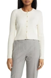 Hugo Boss Ribbed-knit Cardigan With Button Front In Soft Cream