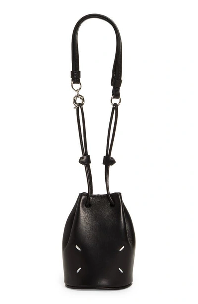 Maison Margiela Micro Tabi Leather Bucket Bag In Black
