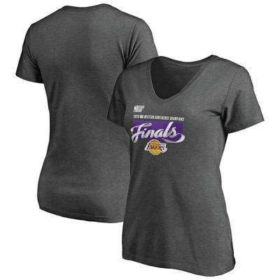 Fanatics Women's Heather Charcoal Los Angeles Lakers 2020 Western Conference Champions Locker Room Plus Size
