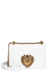 Dolce & Gabbana Dolce&gabbana Devotion Logo Heart Lambskin Crossbody Bag In Optical White