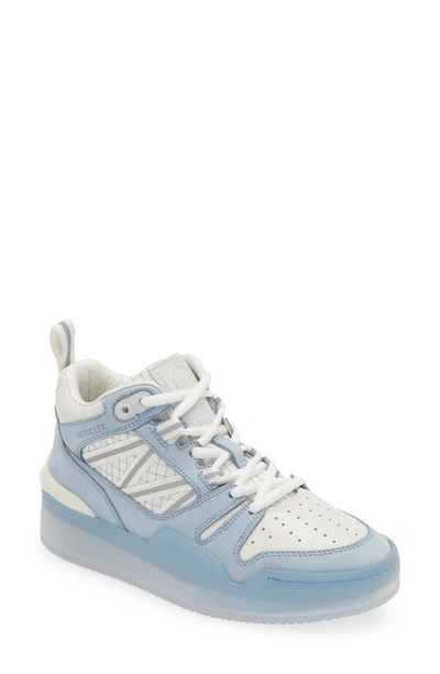 Moncler Pivot Mid Leather And Ripstop-trimmed Suede Sneakers In Blue
