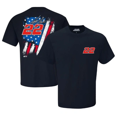 Team Penske Navy Joey Logano Exclusive Tonal Flag T-shirt