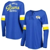 NEW ERA NEW ERA  ROYAL LOS ANGELES RAMS ATHLETIC VARSITY LIGHTWEIGHT LACE-UP LONG SLEEVE T-SHIRT