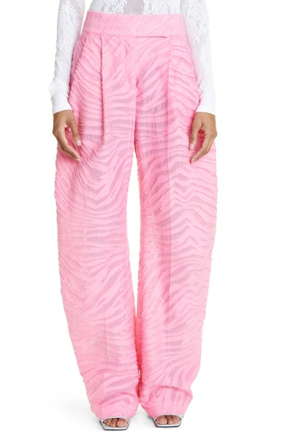 Attico Gary Zebra Cotton Jacquard Lantern Pants In Pink