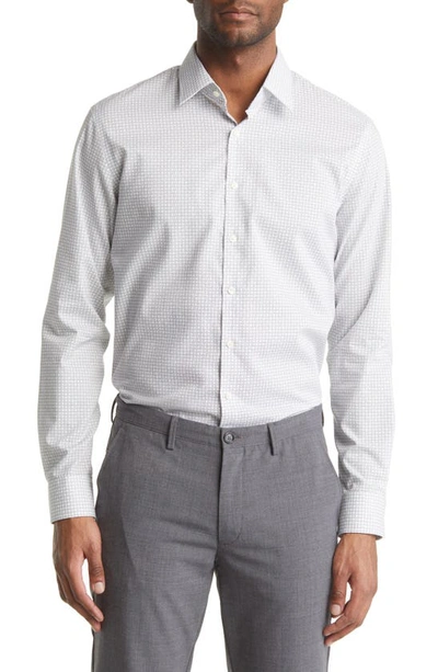 Nordstrom Extra Trim Fit Non-iron Dress Shirt In White Dotty Circles