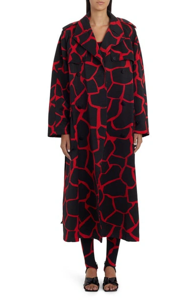 Dolce & Gabbana Giraffe-print Belted Trench Coat In Black