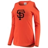 FOCO ORANGE SAN FRANCISCO GIANTS LOGO COLD SHOULDER SWEATER