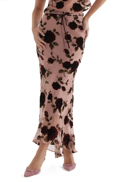 House Of Cb Floral Bias Cut Maxi Skirt In Pink