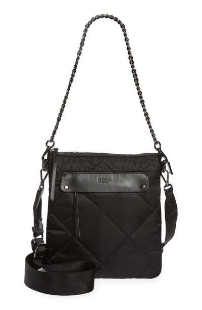 Mz Wallace Madison Quilted Flat Crossbody Bag In Black/gunmetal