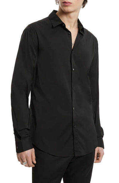 John Varvatos Slim Fit Linen-blend Shirt In Black
