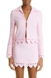 Mach&mach Love-heart Hem Cropped Jacket In Pink