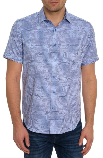 Robert Graham Rum Swizzle Short Sleeve Button Down Shirt Big In Blue