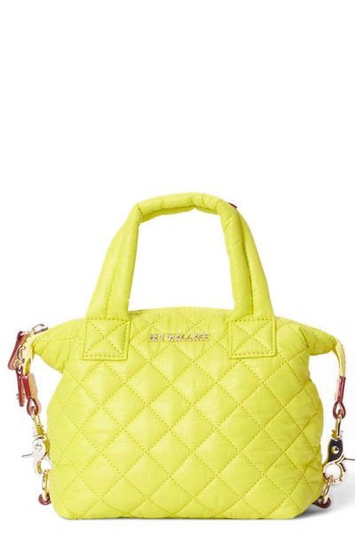 Mz Wallace Sutton Micro Quilted Crossbody Bag In Acid Yellow/light Gold