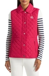 Ralph Lauren Quilted Water Repellent Vest In Sport Pink