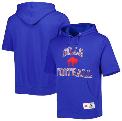Mitchell & Ness Men's  Royal Buffalo Bills Washed Short Sleeve Pullover Hoodie
