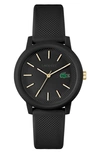 Lacoste Onyx And Gold Silicone Watch In Black