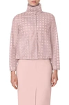 AKRIS CASTRO EMBROIDERED CHECK TULLE JACKET