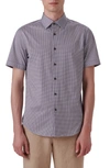 Bugatchi Ooohcotton® Dot Print Short Sleeve Button-up Shirt In Caramel