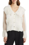 Nikki Lund Gloria Ruffle Cardigan In Ivory