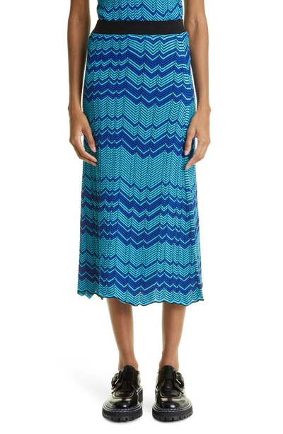 Wales Bonner Palm Motif Knit Midi Skirt In Green