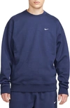 Nike Solo Swoosh Oversize Crewneck Sweatshirt In Blue