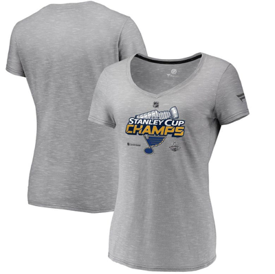 Fanatics Branded Gray St. Louis Blues 2019 Stanley Cup Champions Locker Room V-neck T-shirt