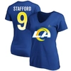 Fanatics Branded Matthew Stafford Royal Los Angeles Rams Super Bowl Lvi Plus Size Name & Number V-ne In Royal
