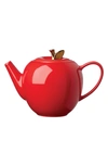 Kate Spade New York Knock On Wood Apple Teapot In Red