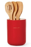 Kate Spade New York Knock On Wood Apple Crock With Servers 4 Piece Set In Red