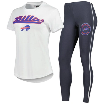 Concepts Sport Women's  White, Charcoal Buffalo Bills Sonata T-shirt And Leggings Sleep Set In White,charcoal