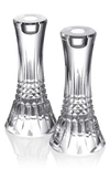 WATERFORD LISMORE DIAMOND SET OF 2 7-INCH CRYSTAL CANDLESTICKS