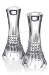 Waterford Lismore Diamond Set Of 2 7-inch Crystal Candlesticks In Clear