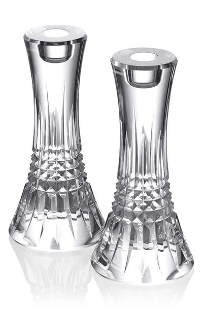 WATERFORD WATERFORD LISMORE DIAMOND SET OF 2 7-INCH CRYSTAL CANDLESTICKS