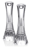 WATERFORD LISMORE DIAMOND SET OF 2 10-INCH CRYSTAL CANDLESTICKS