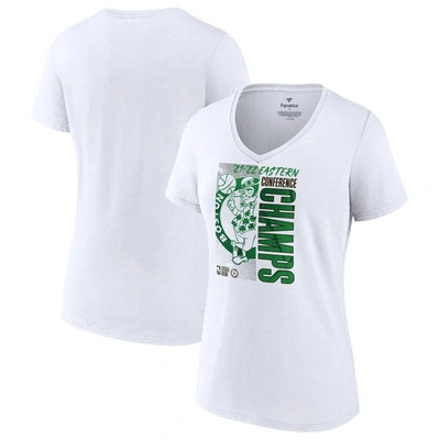 Fanatics Branded White Boston Celtics 2022 Eastern Conference Champions Plus Size Locker Room V-neck