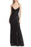 Lulus Photo Finish Black Sequin Lace-up Maxi Dress