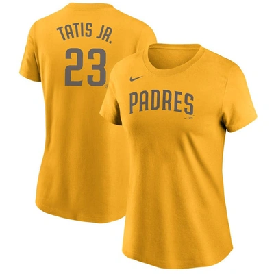 Nike Women's Fernando Tats Jr. Gold-tone San Diego Padres Name Number T-shirt