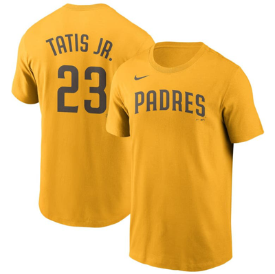 Nike Men's  Fernando Tatis Jr. Gold San Diego Padres Name And Number T-shirt