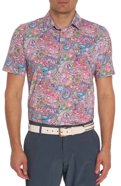 Robert Graham Goldberg Paisley Short Sleeve Performance Golf Polo In Orange