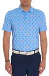 Robert Graham Stinger Skull Print Short Sleeve Performance Golf Polo In Light Blue