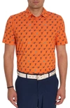 Robert Graham Stinger Skull Print Short Sleeve Performance Golf Polo In Orange