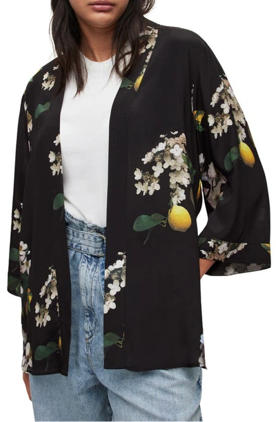 Allsaints Carina Eugenia Floral Open Jacket In Black