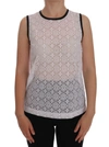 Dolce & Gabbana White Lace Floral Nylon Tank T-shirt In White
