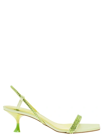 3JUIN 'ELOISE' GREEN SANDALS WITH RHINESTONE EMBELLISHMENT AND SPOOL HEEL IN VISCOSE BLEND WOMAN