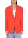 Aspesi Lapel Collar Knitted Blazer In Orange